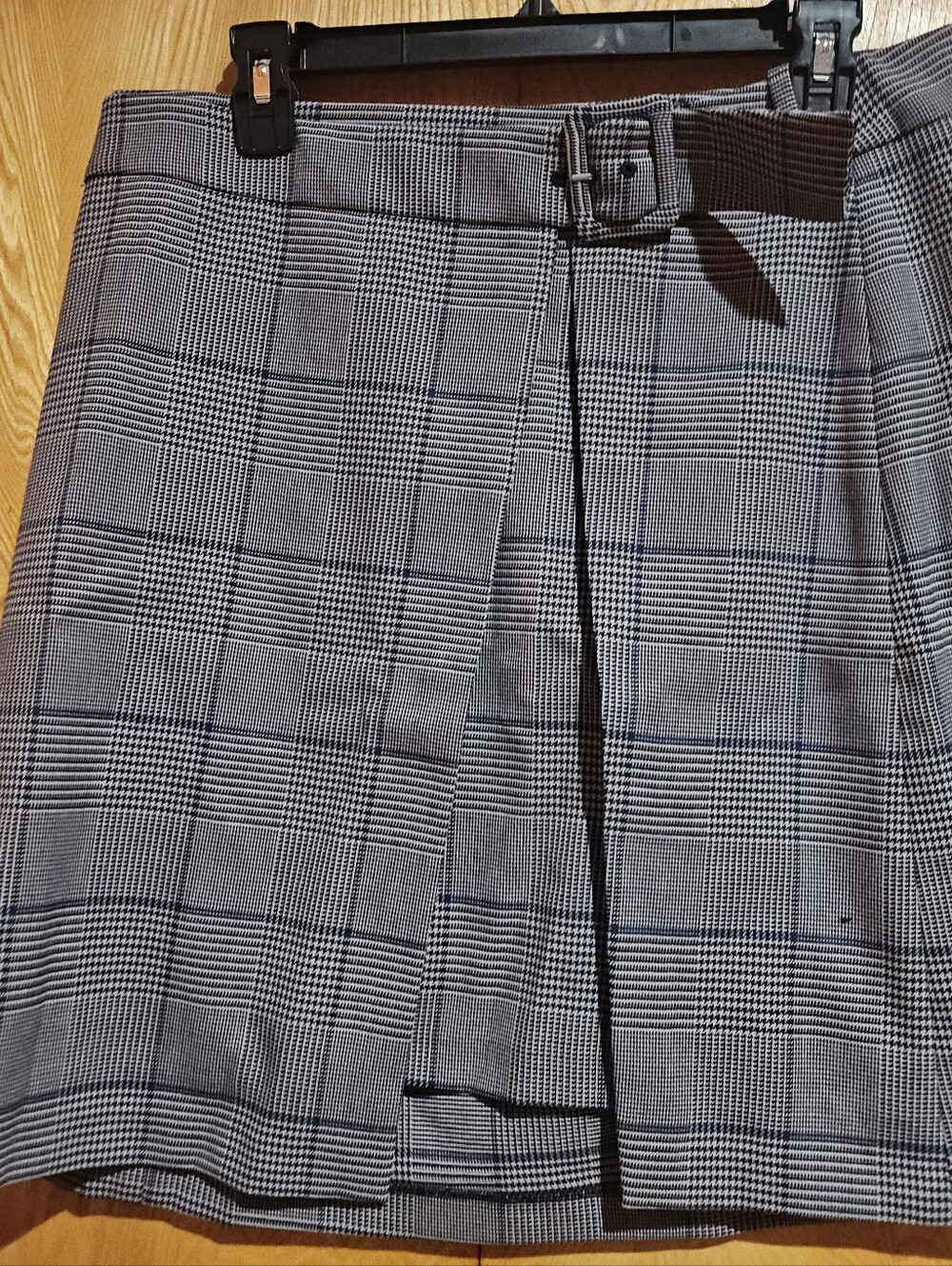 Club Monaco Plaid Wrap Mini Skirt with Belt - Gray - Picture 2 of 6